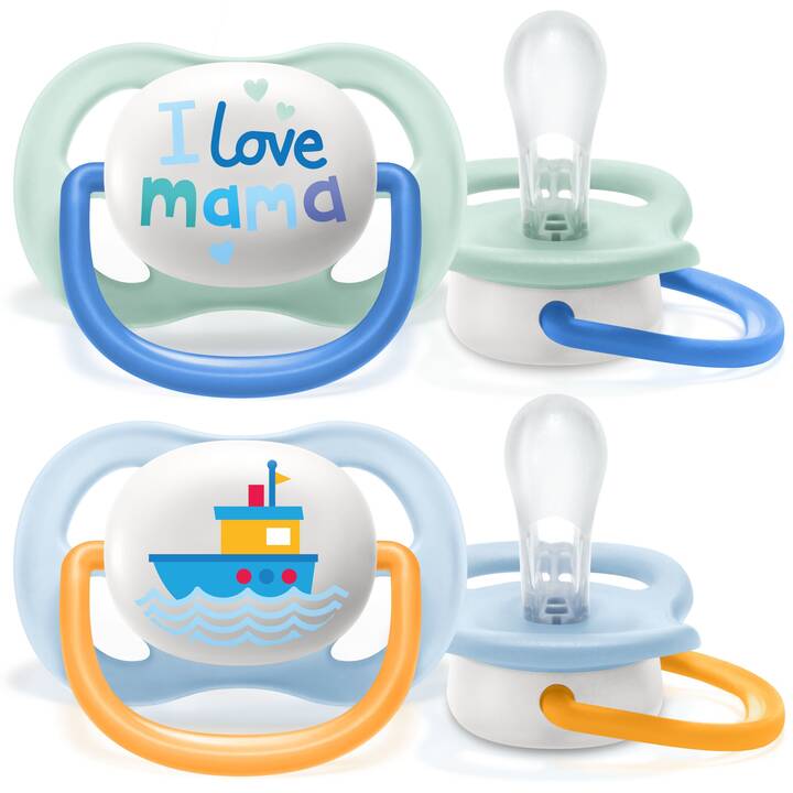 PHILIPS AVENT Tétines Ultra Air Happy Mama & Boat (Multicolore, 0 M - 6 M)