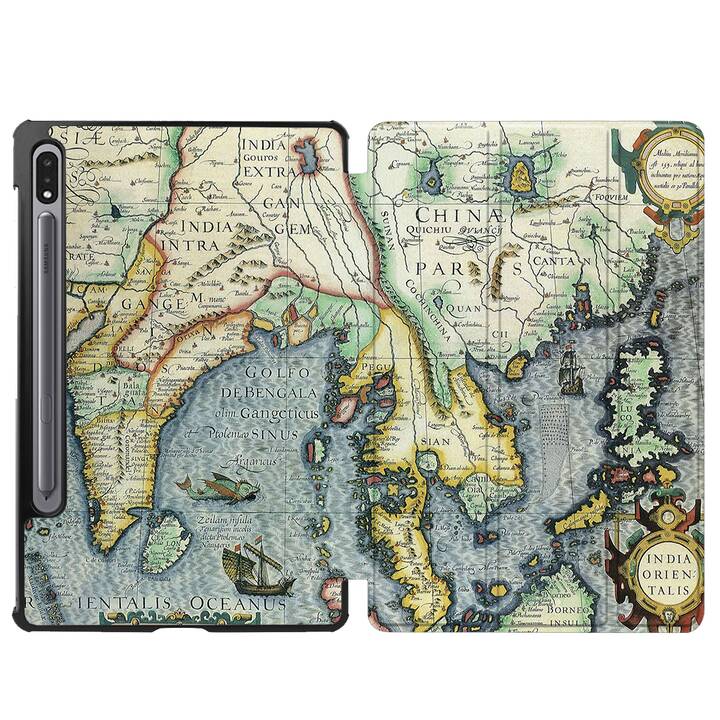 EG cover per Samsung Galaxy Tab S8+ 12.4" (2022) - marrone - mappa