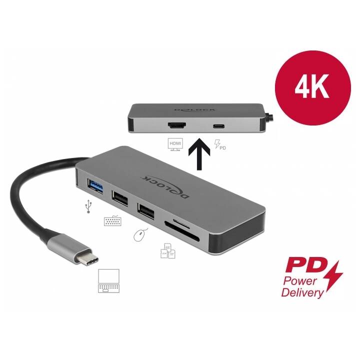 DELOCK Stazione d'aggancio 87743 (HDMI, USB 3.1 di tipo C, 3 x USB 3.1 Typ-A)