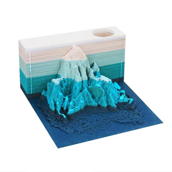 EG Bloc mémo 3D - bleu - montagne