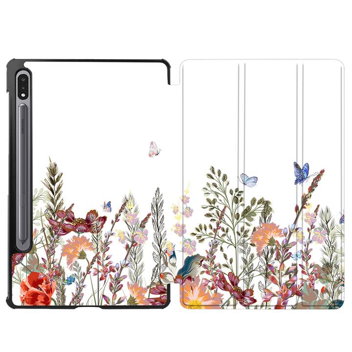 EG Housse (11", Galaxy Tab S8, Fleurs, Blanc)