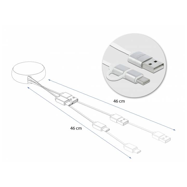 DELOCK USB-Kabel (USB 2.0 Typ-A, Micro USB 3.0 Typ-B, USB Typ-C, 92 cm)