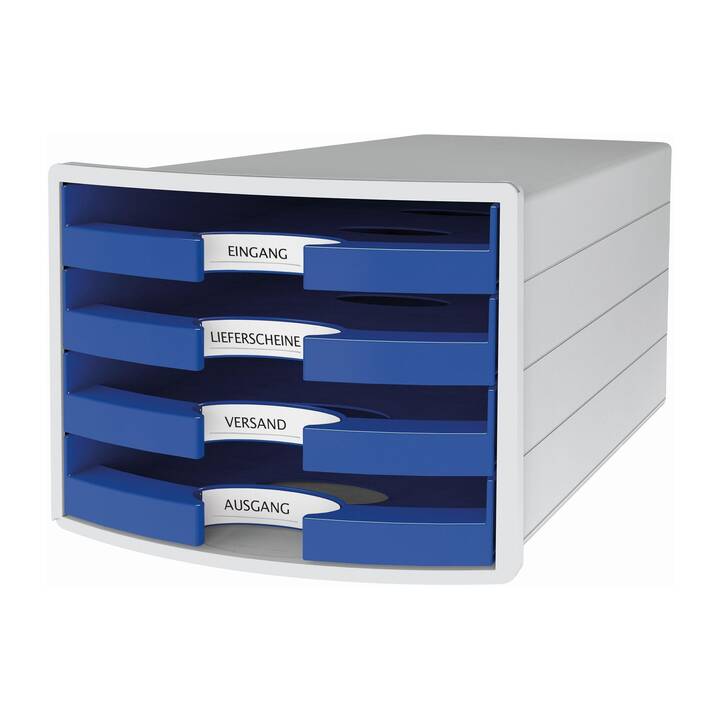 HAN Boite à tiroirs de bureau Impuls (A4, C4, Bleu, Blanc)