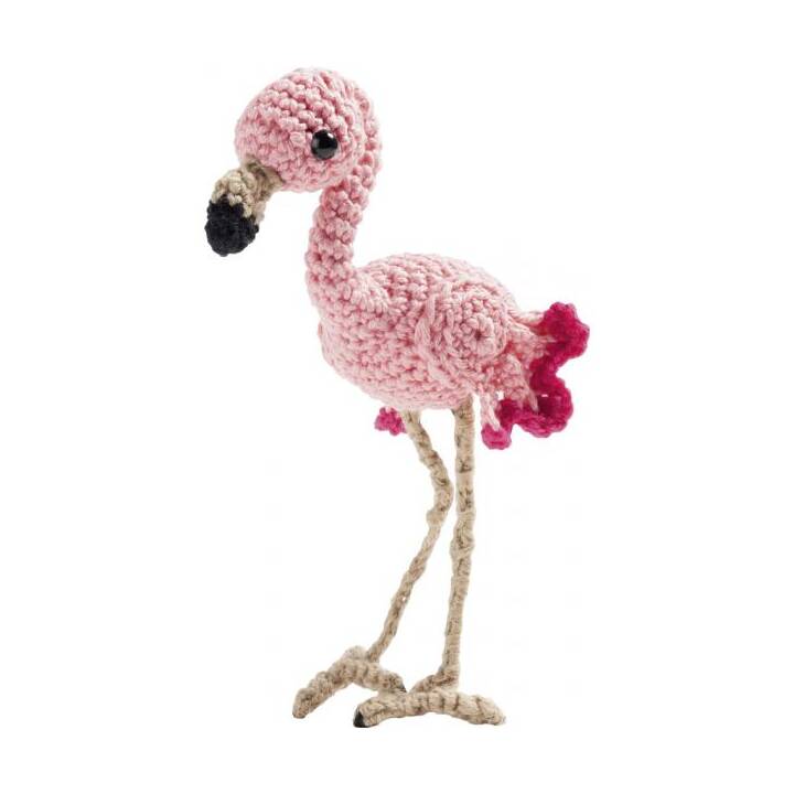 FOLIA Mini Flamingo Dekofigur (Häkeln)